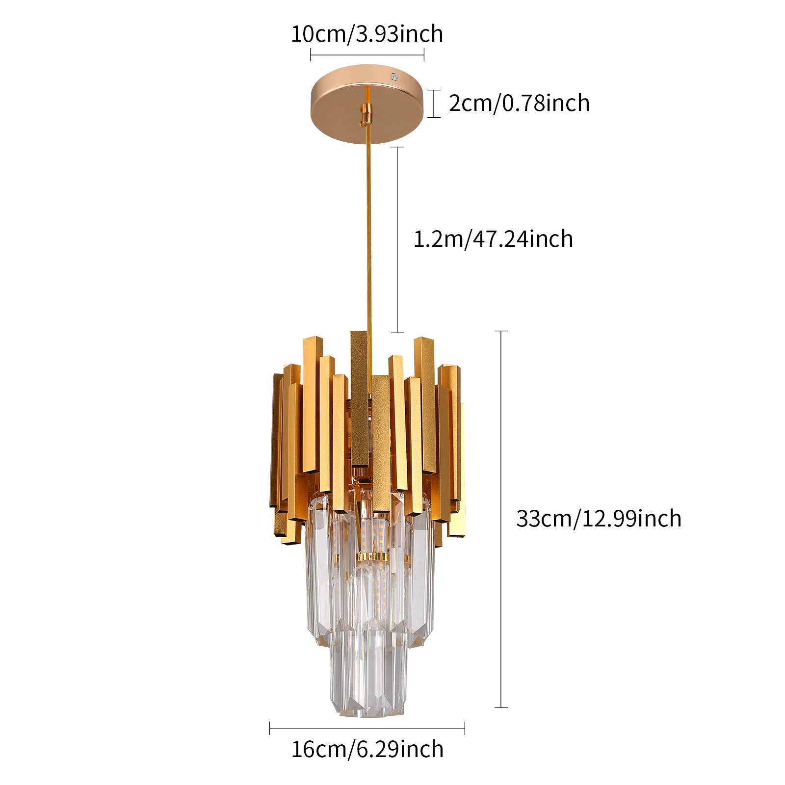 Lustre Suspendu Art Déco en Cristal et Métal Doré – Image 3