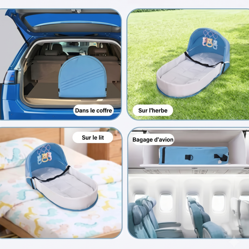 Pack Complet Lit Nomade Bébé Pliant Sac à Dos
