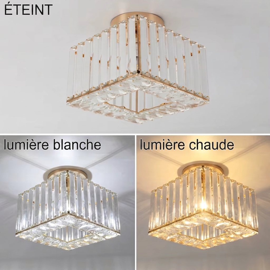 Plafonnier Design Couloir et Entrée Effet Cristal & Or – Image 3
