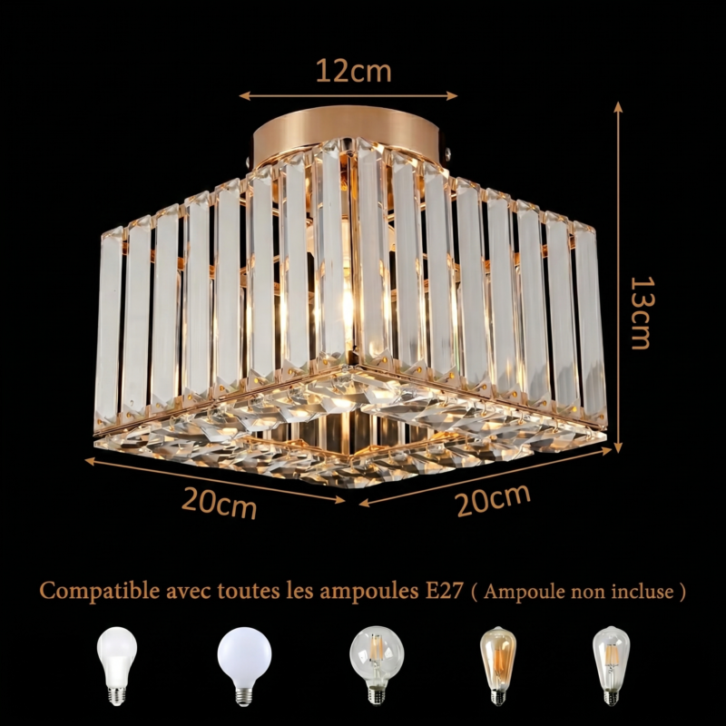 Plafonnier Design Couloir et Entrée  Effet Cristal & Or