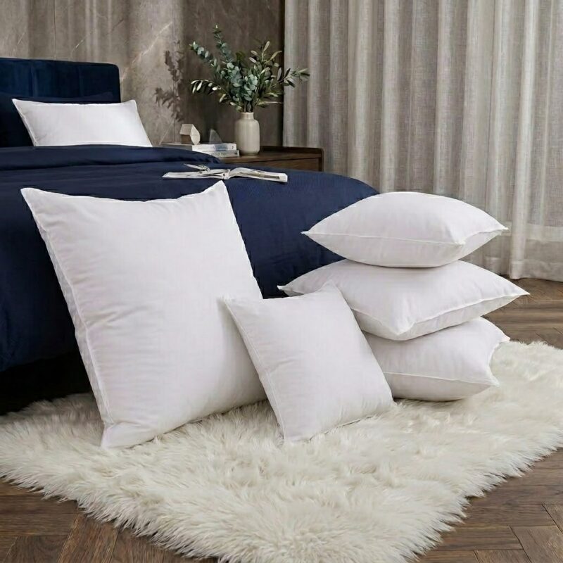 Oreiller et Coussin Carré en Plumes d'Oie & Coton
