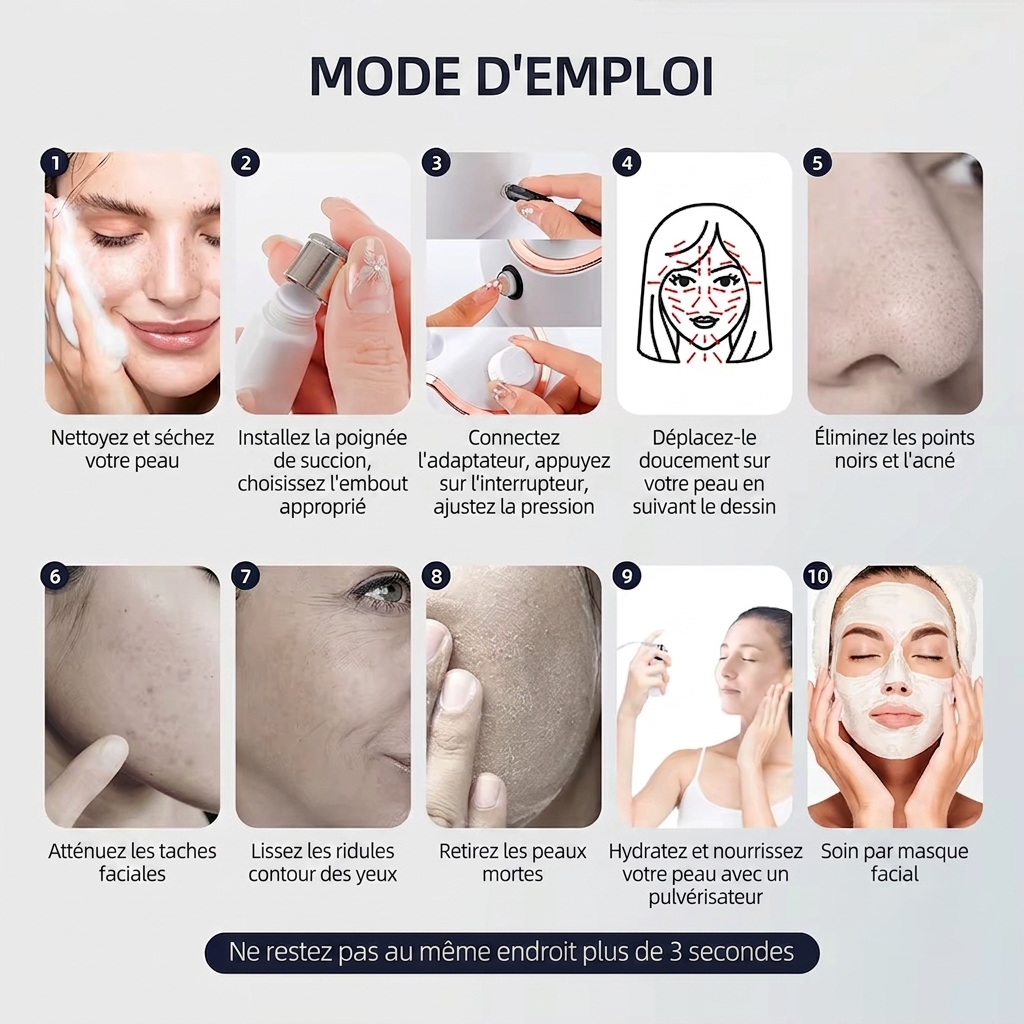 Appareil de Microdermoabrasion Professionnel au Diamant 3-en-1 Teint Éclatant & Peau Neuve – Image 3
