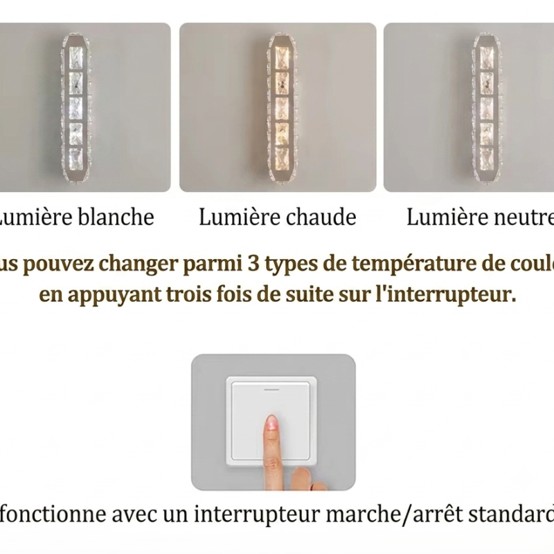 Applique Murale LED Effet Cristal et Chrome