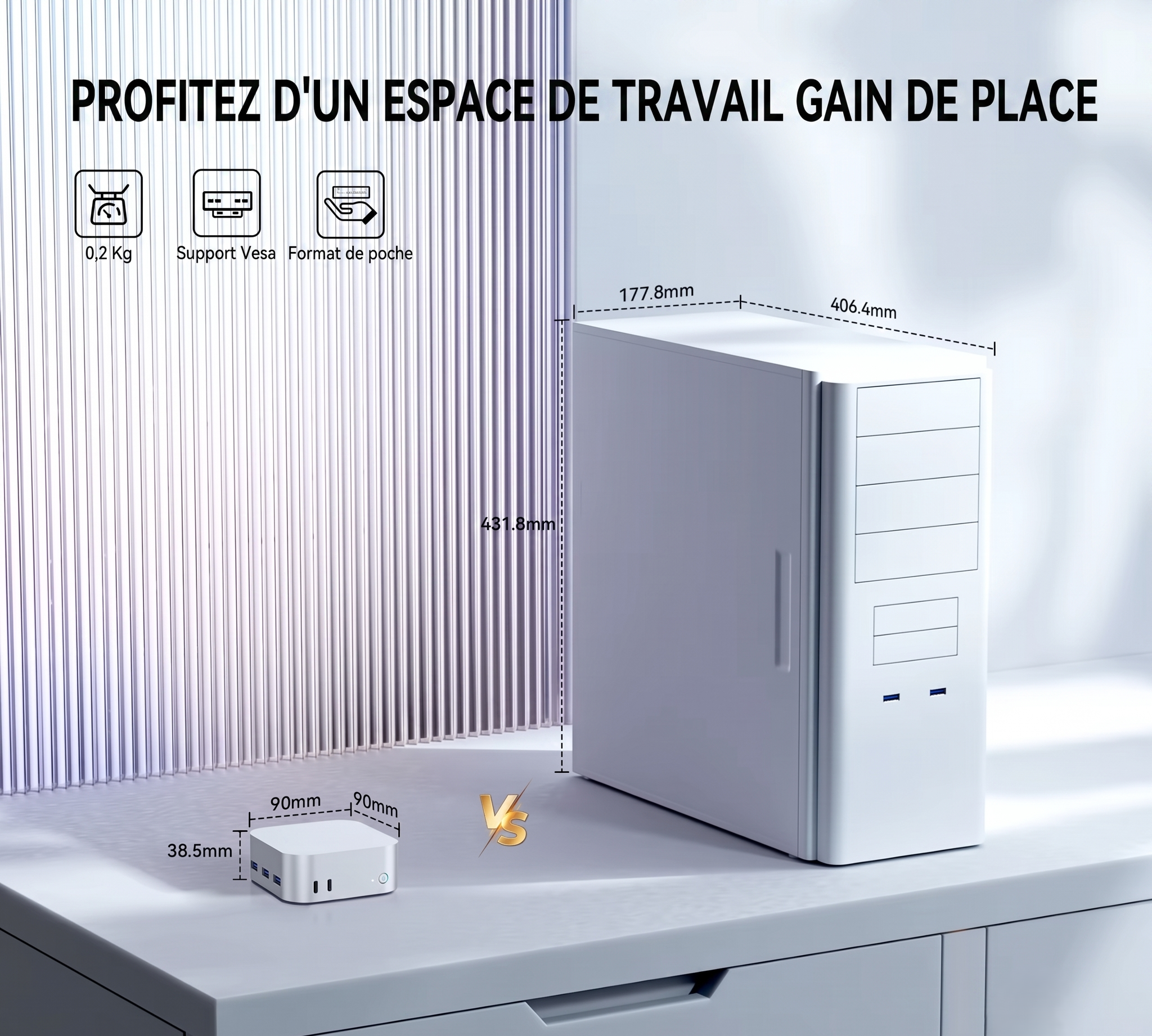 Mini PC SOAYAN N5 Intel N95 (Quad Cœur), 12Go LPDDR5, 512Go SSD PCIe NVMe, WiFi 6, Dual 2.5G LAN, Windows 11 Pro, Ultra-Compact 90mm – Image 6