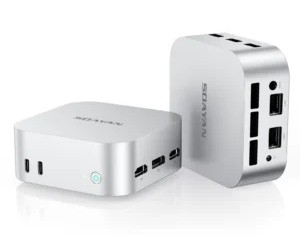 Mini PC SOAYAN N5 Intel N95 (Quad Cœur), 12Go LPDDR5, 512Go SSD PCIe NVMe, WiFi 6, Dual 2.5G LAN, Windows 11 Pro, Ultra-Compact 90mm