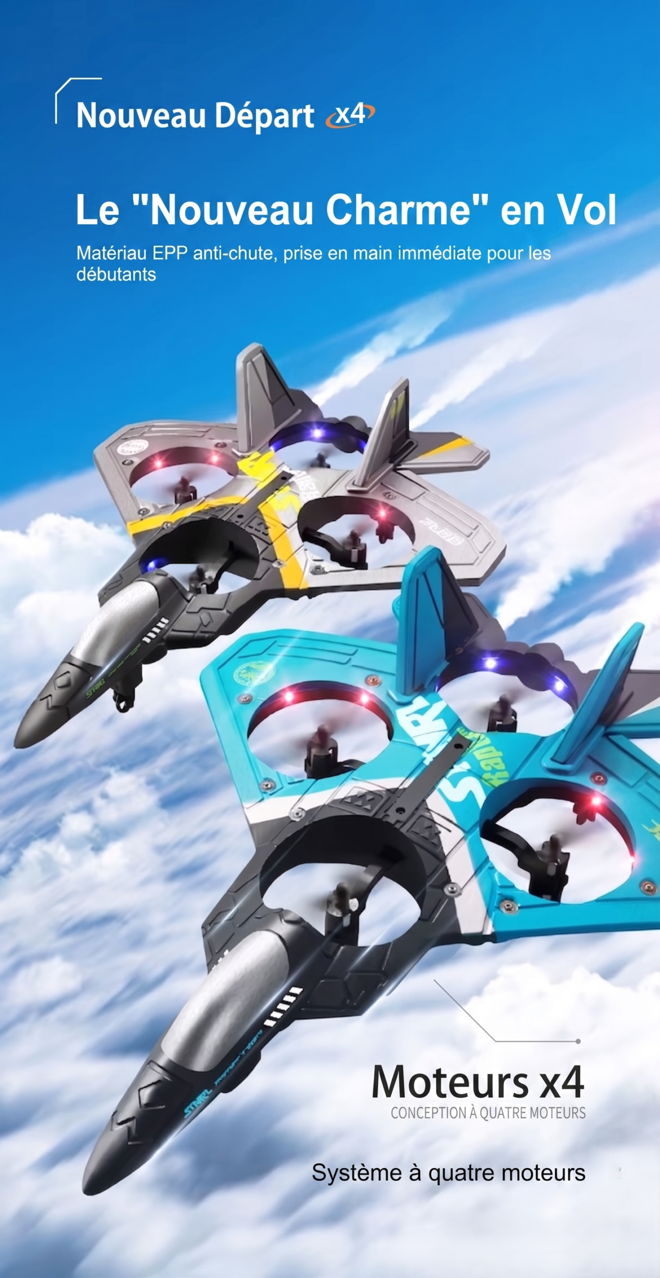 WGNRC V17 Avion de Chasse RC Facile à Piloter Drone en Mousse Incassable, Cascade 360° et Contrôle par Gravité - Super Cadeau Jouet Volant pour Garçons et Filles – Image 2