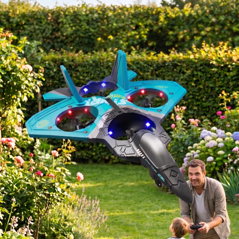 WGNRC V17 Avion de Chasse RC Facile à Piloter Drone en Mousse Incassable, Cascade 360° et Contrôle par Gravité - Super Cadeau Jouet Volant pour Garçons et Filles
