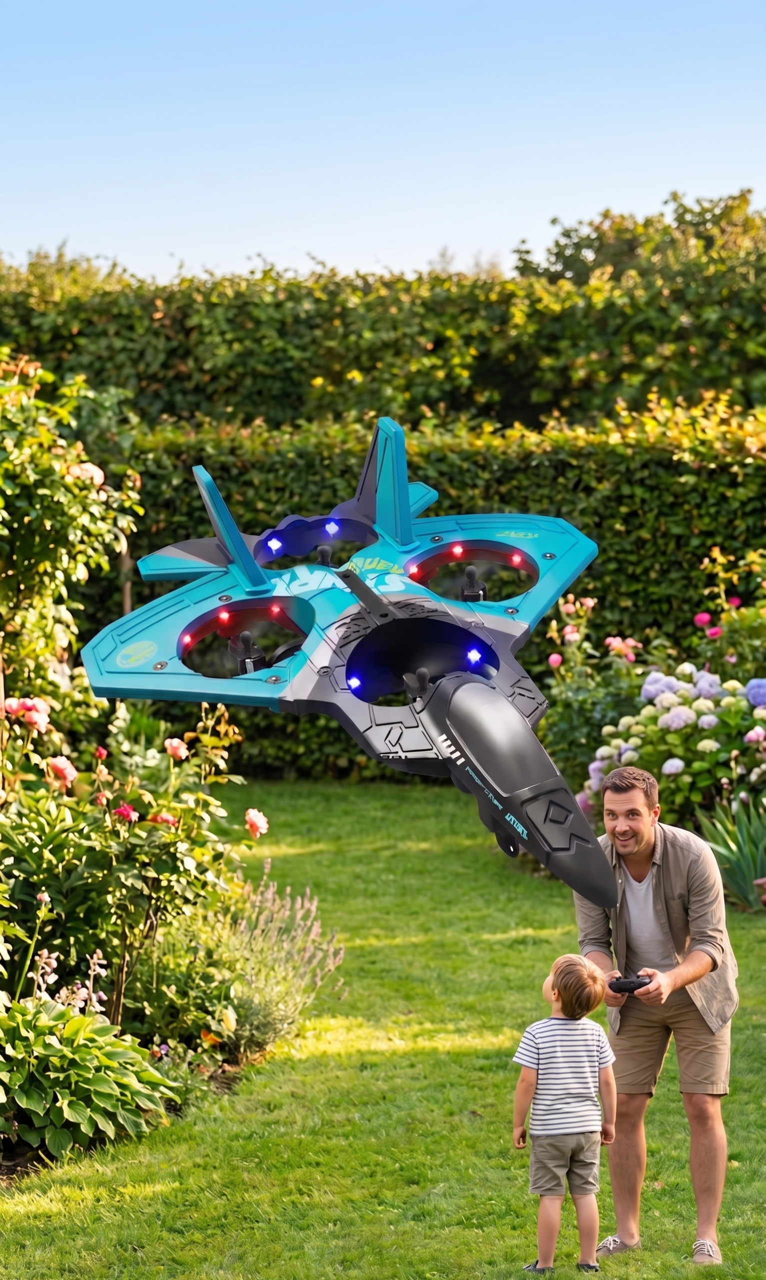 WGNRC V17 Avion de Chasse RC Facile à Piloter Drone en Mousse Incassable, Cascade 360° et Contrôle par Gravité - Super Cadeau Jouet Volant pour Garçons et Filles