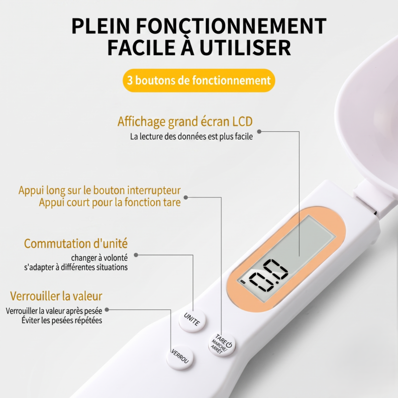Cuillère Balance Digitale de Cuisine Balance Électronique LCD Haute Précision..