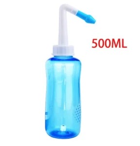 Kit Lave-Nez et Irrigateur Nasal Adulte & Enfant Flacon Rinçage Sinus Pot Neti 500ml