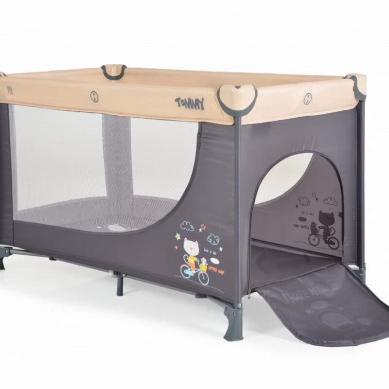 Lit Parapluie Évolutif et Parc de Jeu pour Enfant Tommy Beige Lit de Voyage Léger et Transportable..