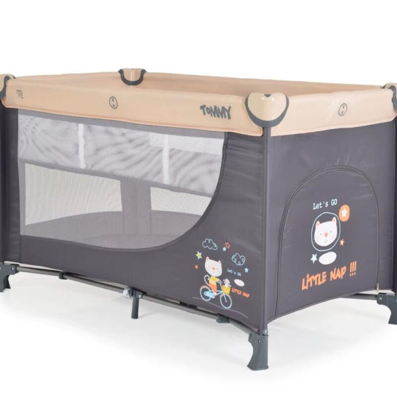 Lit Parapluie Évolutif et Parc de Jeu pour Enfant Tommy Beige Lit de Voyage Léger et Transportable