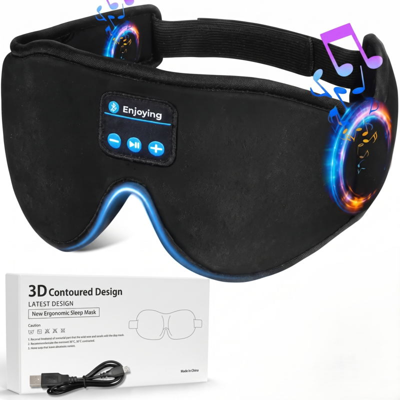 Masque de Sommeil Audio 3D Écouteurs Bluetooth Intégrés