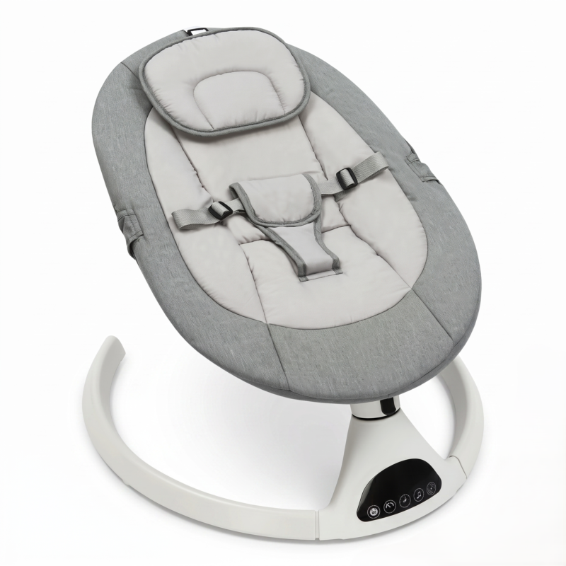 Transat électrique intelligent pour bébé avec Bluetooth et berceuses, fonction de détection automatique, balancement à 5 niveaux et harnais à 3 points (pour nouveau-nés de 0 à 12 mois)