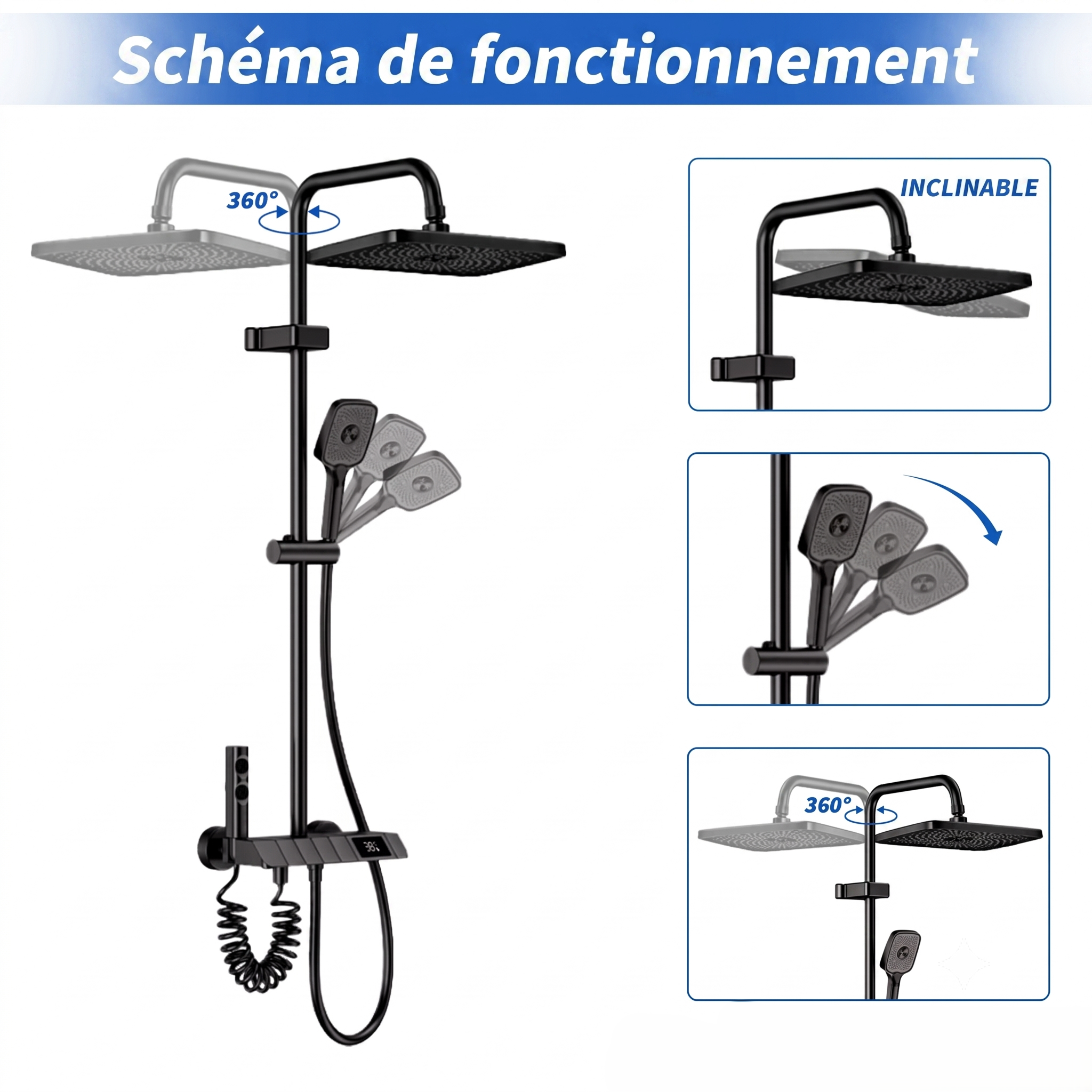 Colonne de Douche Thermostatique Numérique avec Écran LED – Image 3