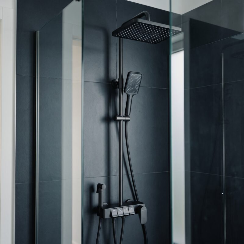 Colonne de Douche 4 Voies - Commande Touches Piano & Laiton